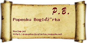 Popesku Boglárka névjegykártya